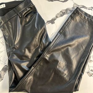 Abercrombie & Fitch Black Vegan Leather Straight Leg Pants NWOT 12L